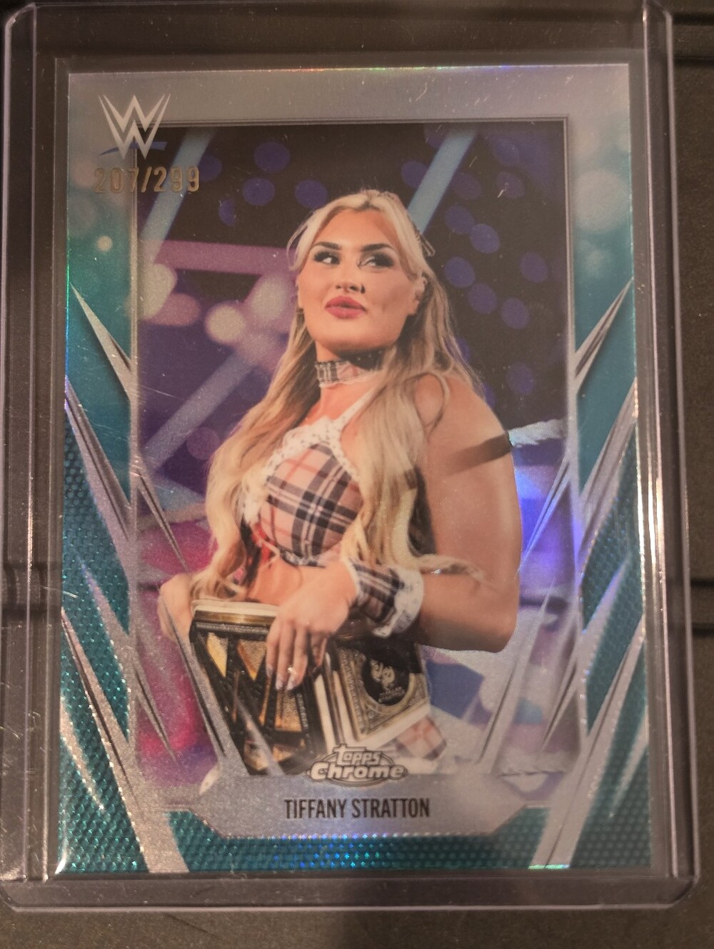 Tiffany Stratton 2026 Topps Chrome WWE #29 Teal Refractor #207 of 299